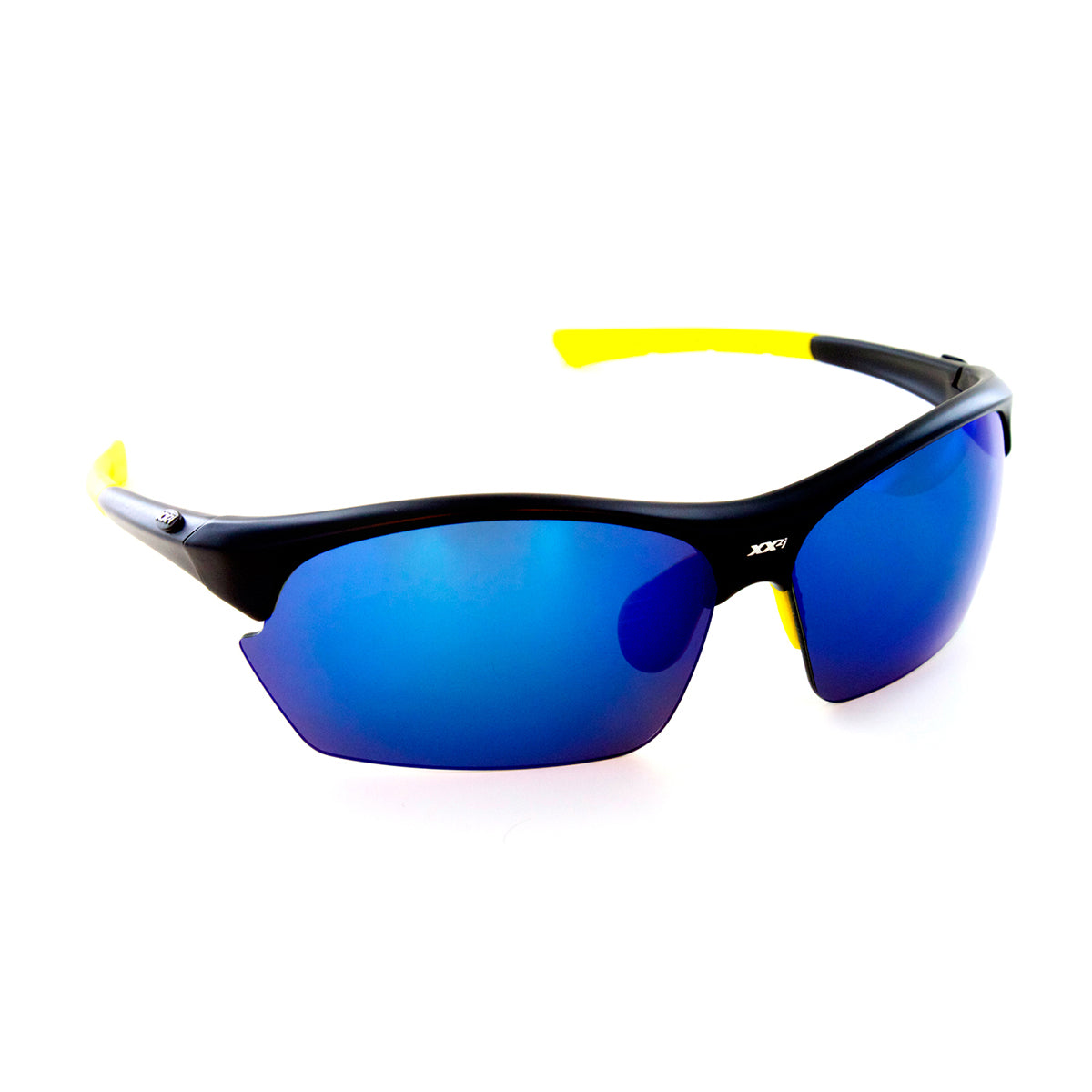 Eyewear LEIFER ネイビー/イエロー サングラス Navy Blue Thick Oversized Square Gradient Sunglasses with Yellow